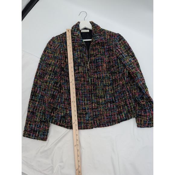 Coldwater Creek Rainbow Multicolor Women's Tweed Zip Jacket Blazer 16 Wool Work - Picture 7 of 9